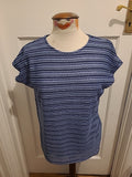 Ladies Size Large Navy Blue Striped Lined Short Sleeved Tshirt
