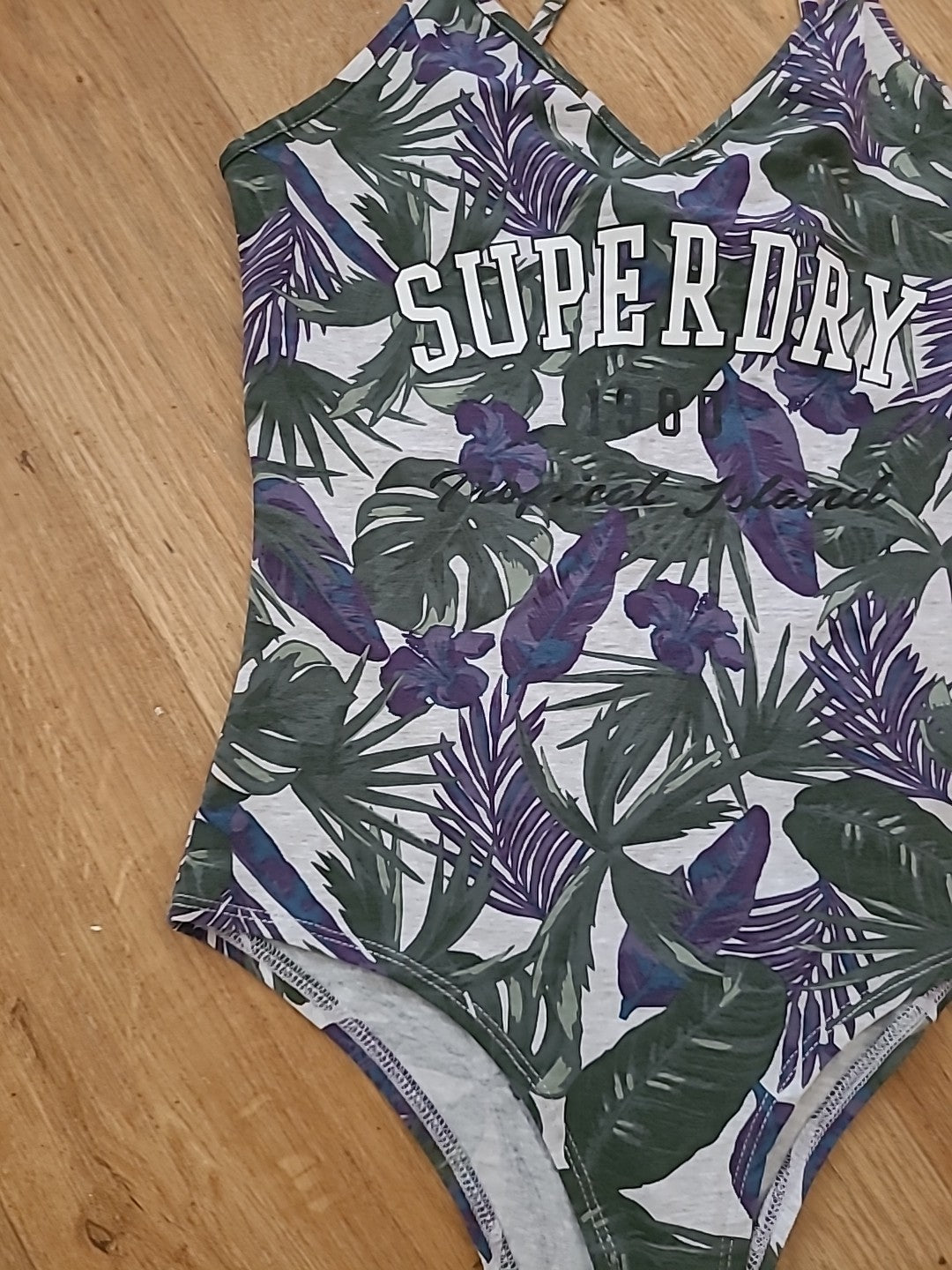 Ladies Superdry Size Small Green Purple Sleeveless Bodysuit