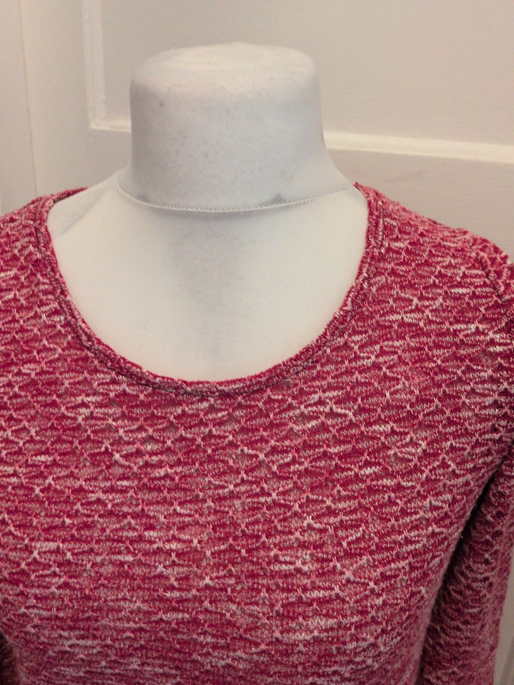 New Look 12 Pink Flecked Long Sleeve Partial See Through Jumper