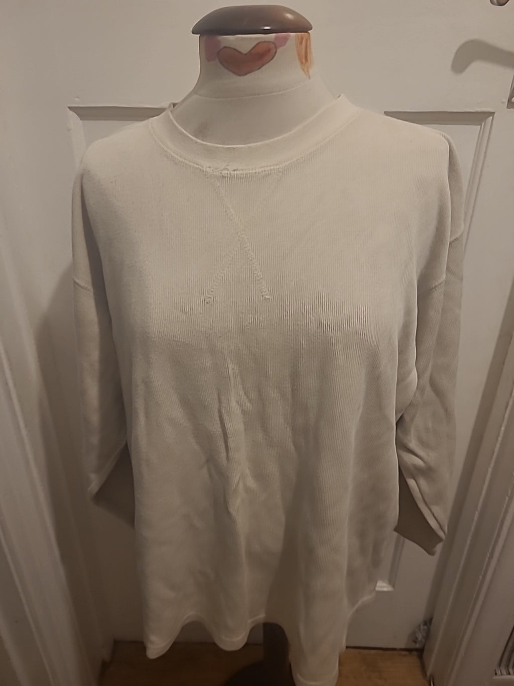 Mens HDW Size Large Cream Long Sleeved Pullover Jumper