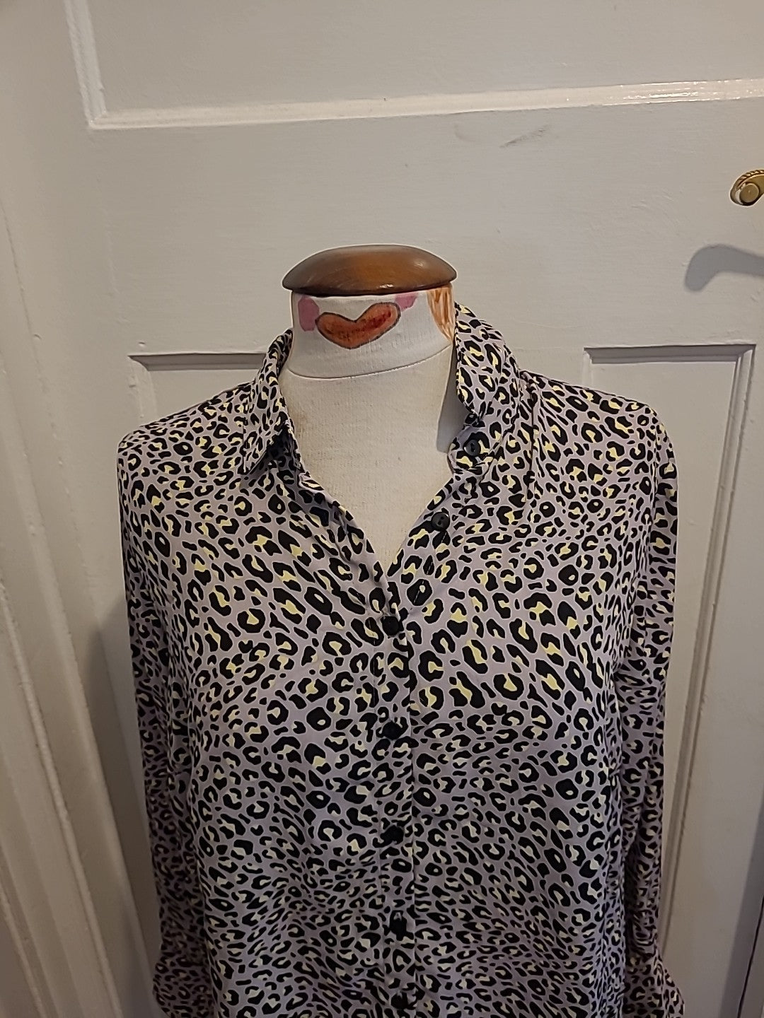 Ladies New Look Maternity Size 10 Light Purple Black And Yellow Long Sleeve...