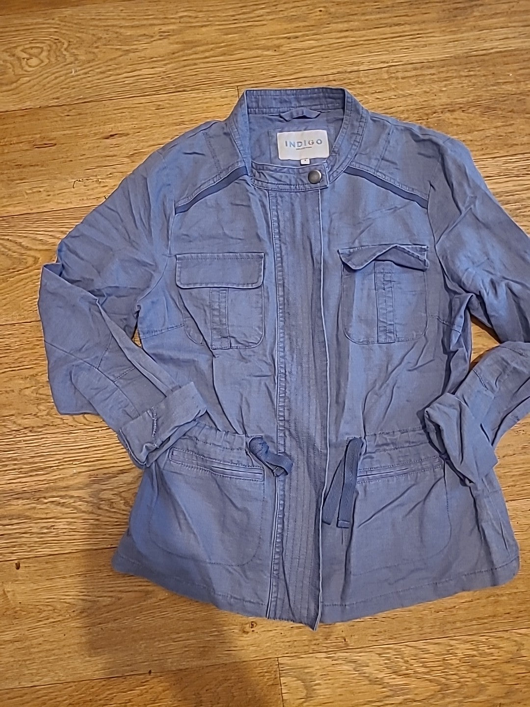 Ladies Indigo Size 8 Blue Long Sleeved Zipped Jacket Lightweight