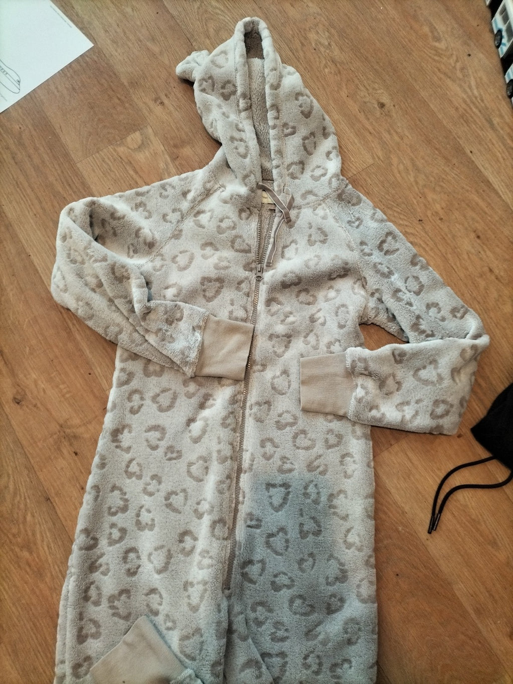 Ladies Next Size Small Beige And Brown Full Zip All In One Nightwear