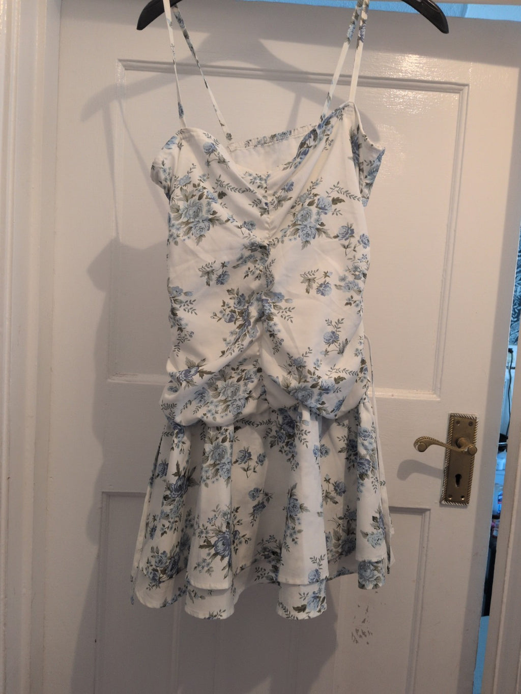 Cider White Lilac And Green Floral Sleeveless Short Dress