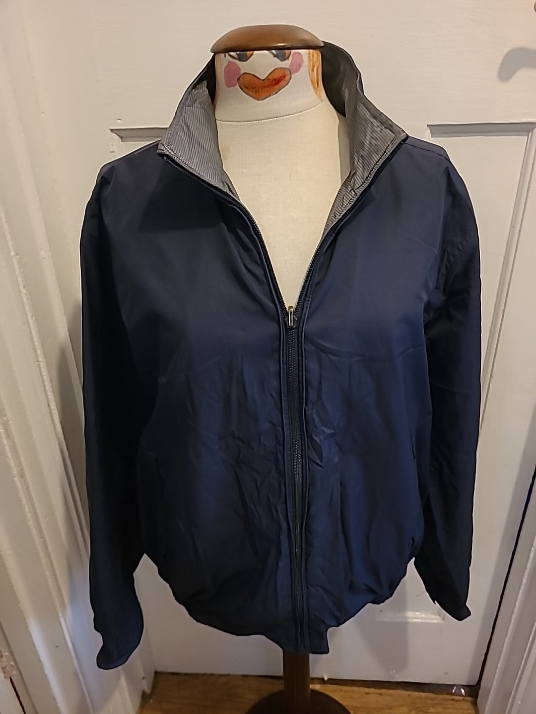 Mens Size Large Navy/Grey Reversible Zipped Jacket