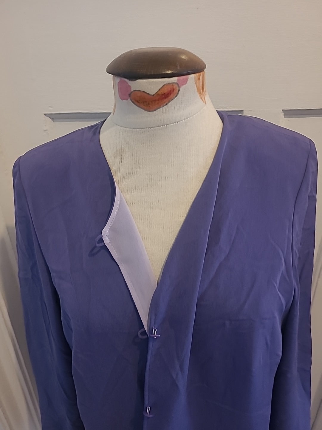 Ladies Jacques Vert Size 12 Purple Slightly Padded Thin Cardigan Long Sleeve