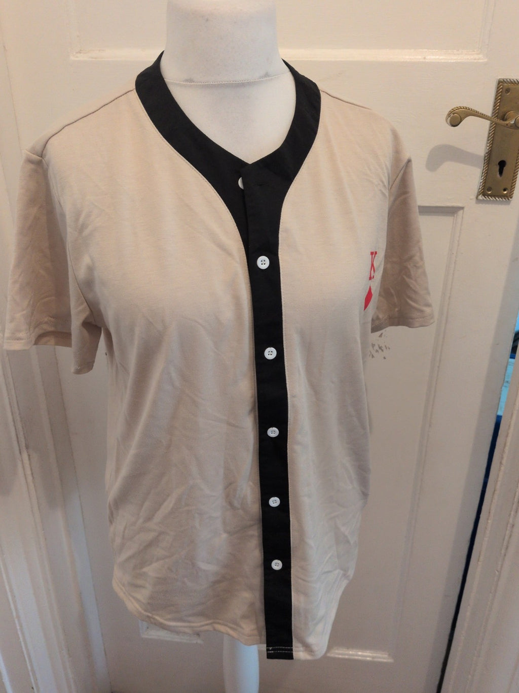 Shein Medium Playing Card Buttoned Short Sleeve Shirt