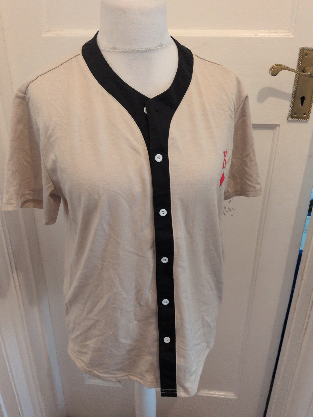 Shein Medium Playing Card Buttoned Short Sleeve Shirt