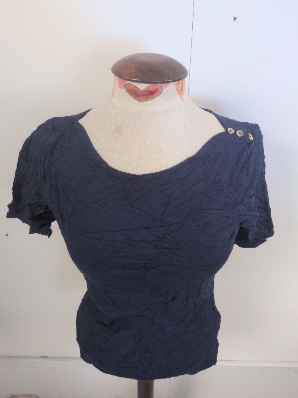 Ladies Lands End Size Small Deep Blue Short Sleeve T-shirt