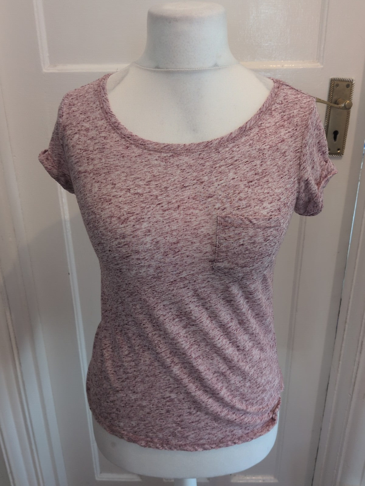 Ladies Bershka Size Large Red Fleck Short Sleeved T-shirt