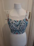 Brand New Ladies Shein Size L Green Sleeveless Top Floral