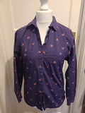 Ladies Jumpers Size Medium Purple With Cherries Long Sleeved Blouse