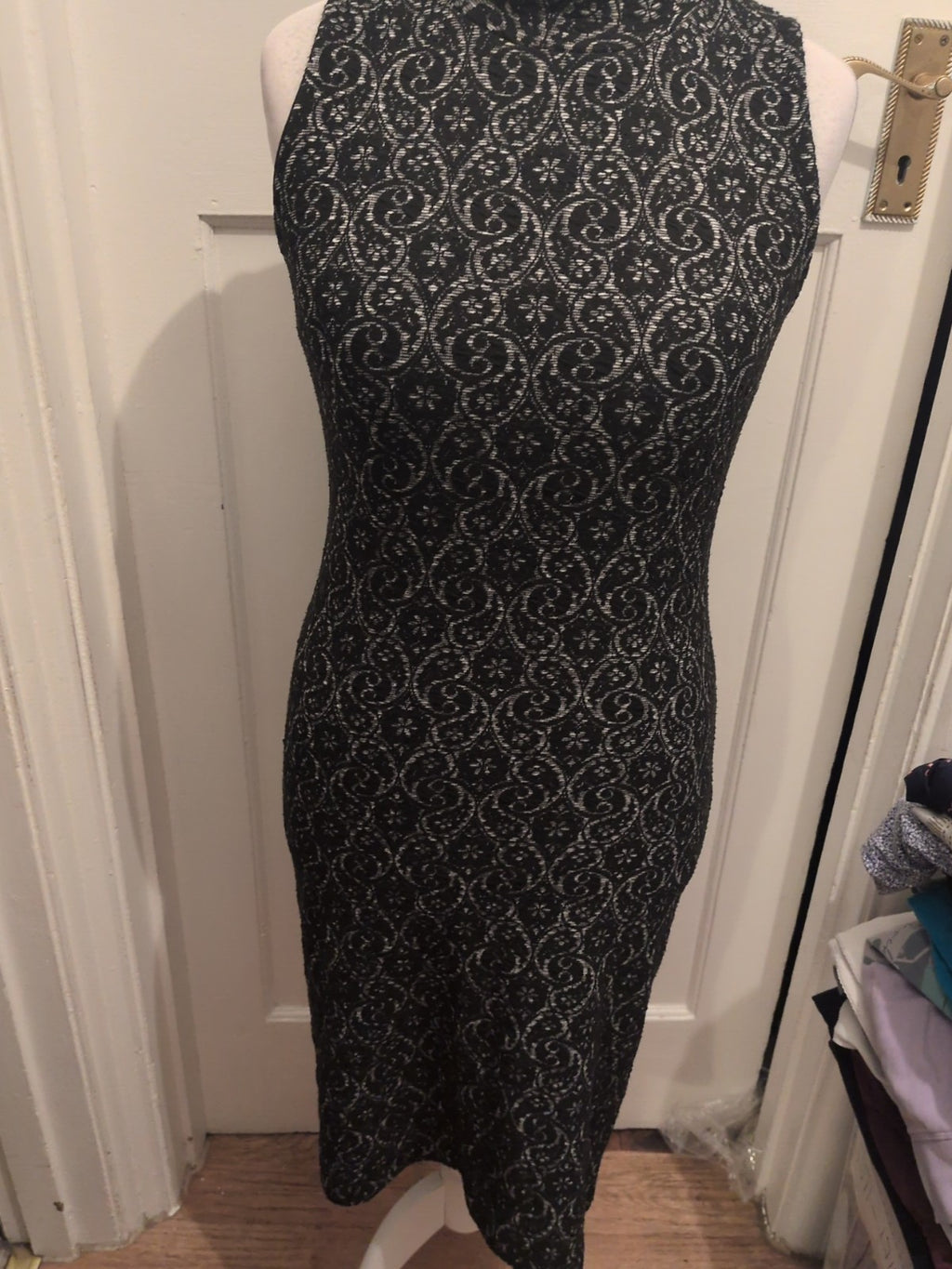 Next 14 Black Patterned Sleeveless Pencil Dress