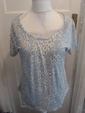 Ladies Peacocks Size 14-16 Blue Leopard Print Pyjama Top