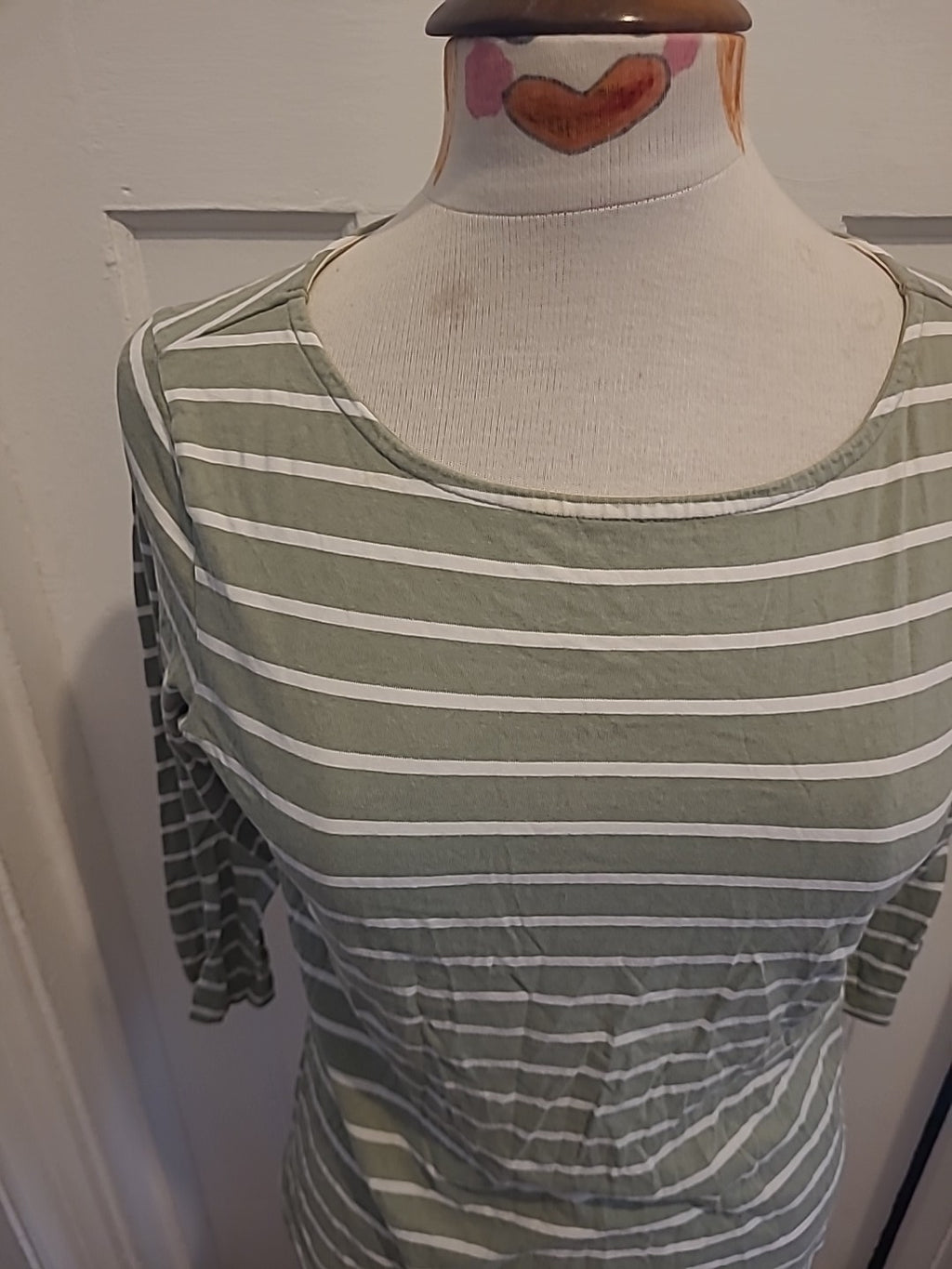 Ladies Crew Clothing Size 10 Light Khaki White Striped Long Sleeved Blouse