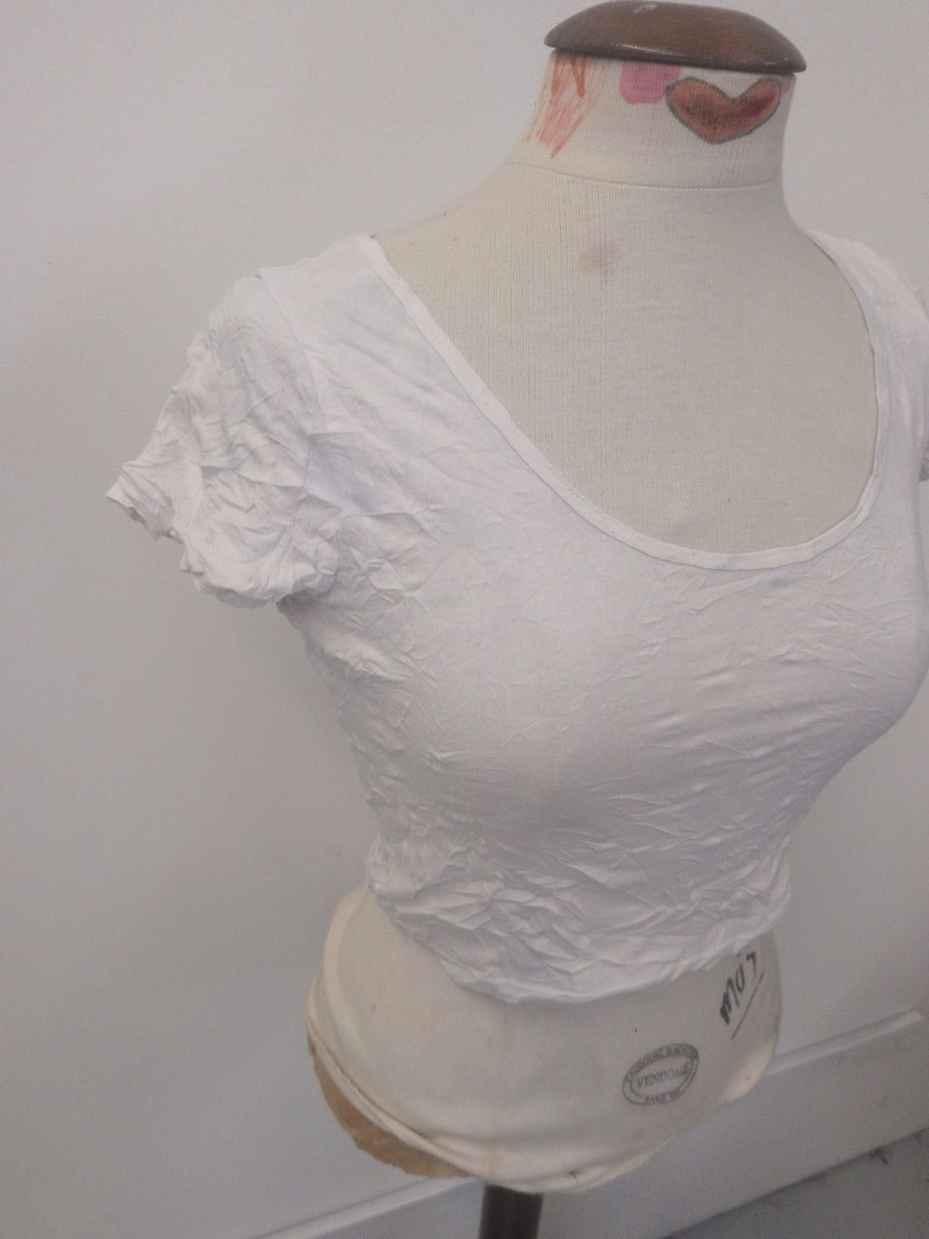 Ladies Size 12 White Crop Short Sleeve T-shirt