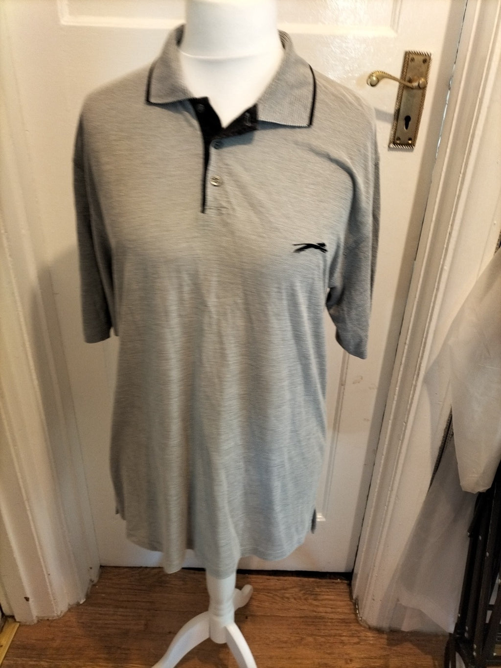 Mens Slazenger Golf Size Large Grey Short Sleeved Polo