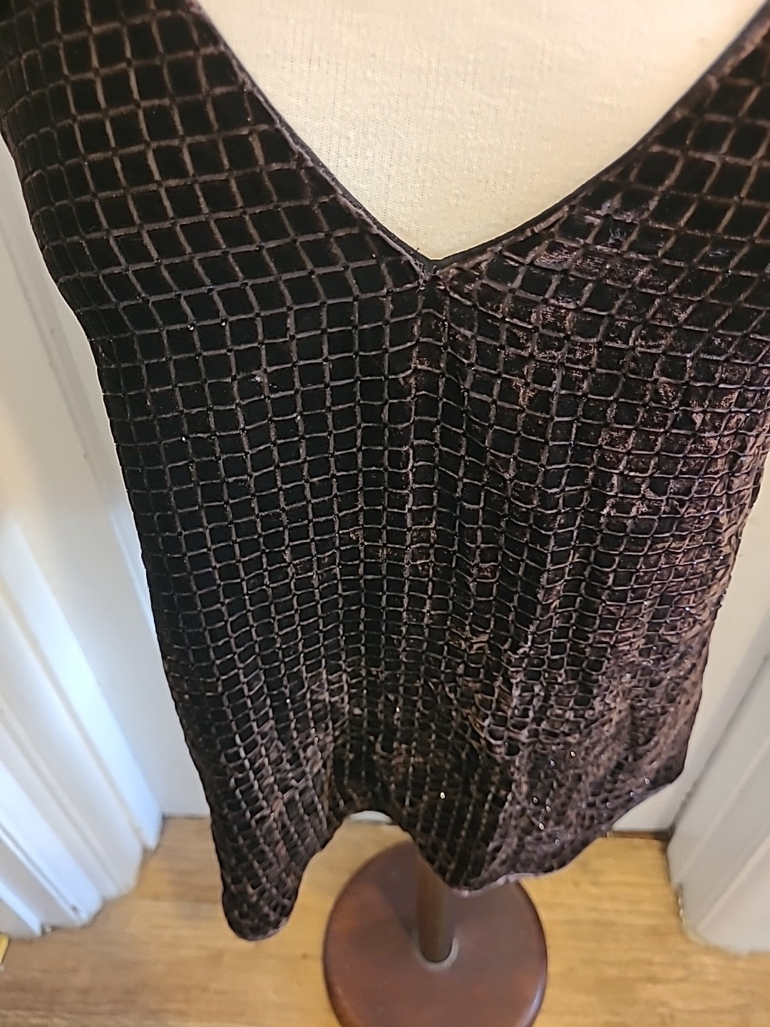 Ladies Massimo Dutti Size 12 Brown Detailed Sleeveless Tshirt