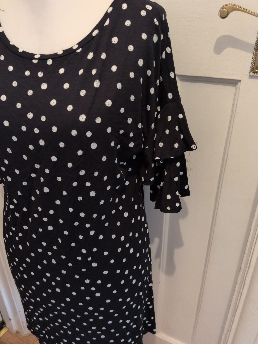 George 14 Black And White Spot Print Short Sleeve Dress