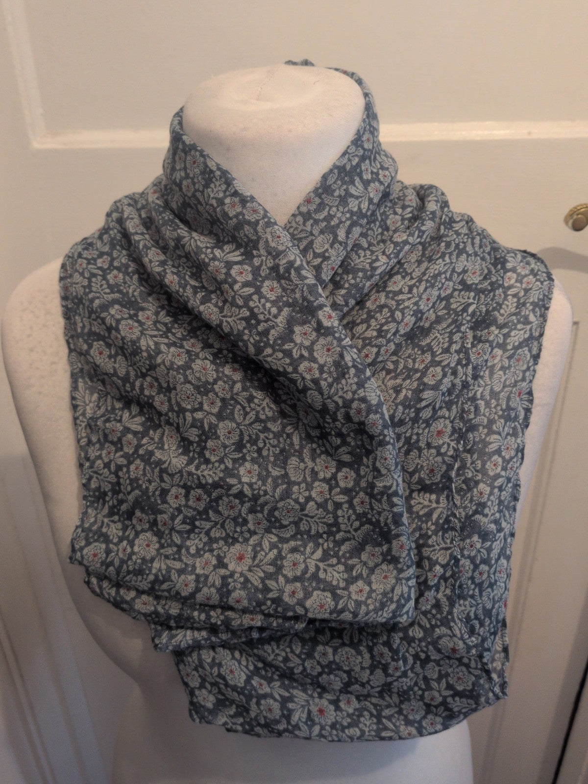 Navy With Red Floral Scarf