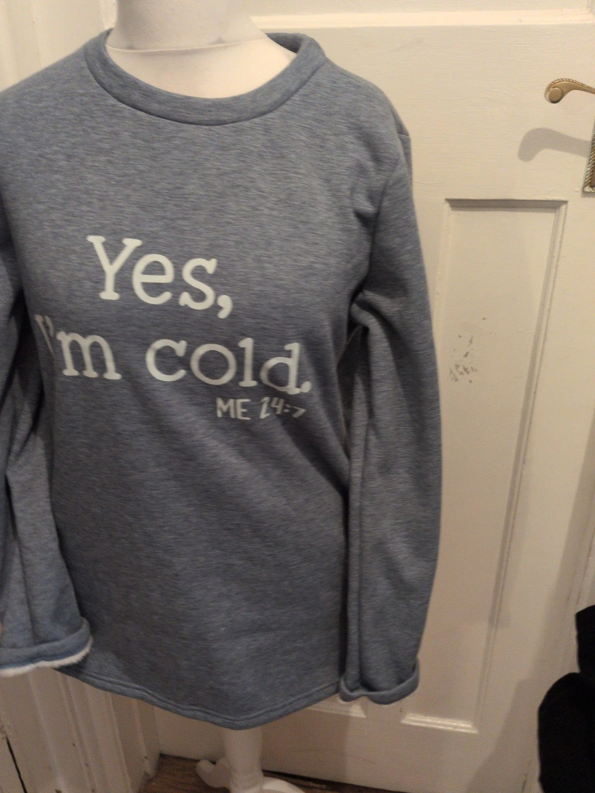 Large Grey "I'm Cold" Fleece Lined Jumper