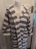 Primark 10-12 Grey And White Striped Dressing Gown Robe