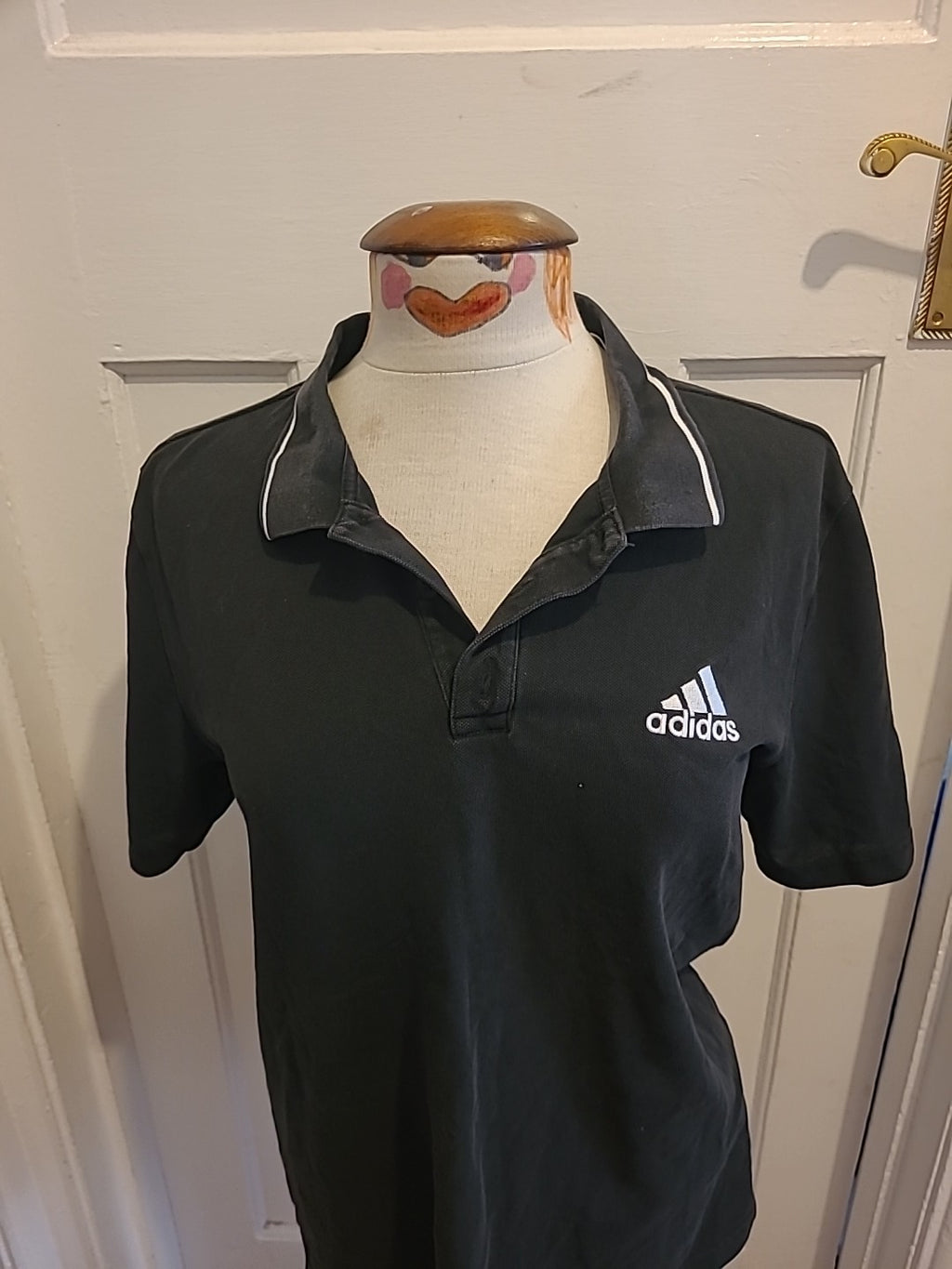Mens Adidas Size Medium Black Short Sleeved Polo