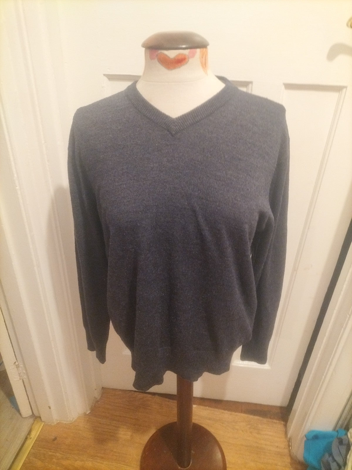 Mens Tu Size Small Grey Ribbed Pullover Jumper