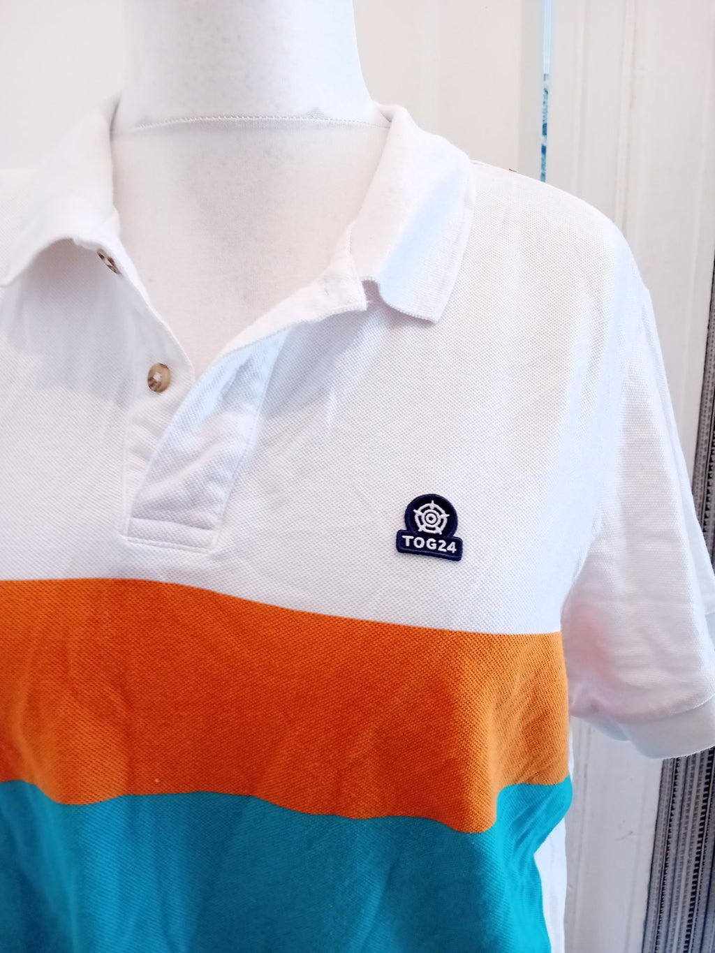 Mens Tog 24 Size Large White Short Sleeve Polo