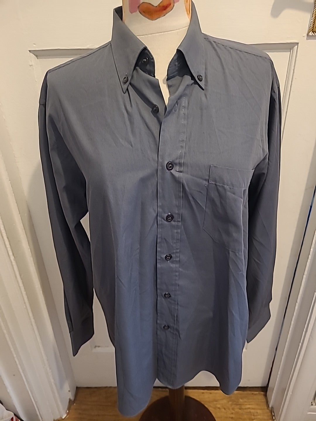 Mens Zantos Size 16" Easy Care Grey Long Sleeved Shirt