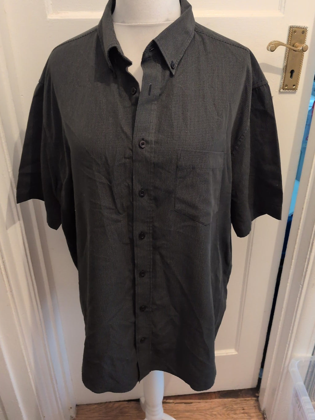 TU 2xl Black And Grey Check Soft Touch Short Sleeve Shirt