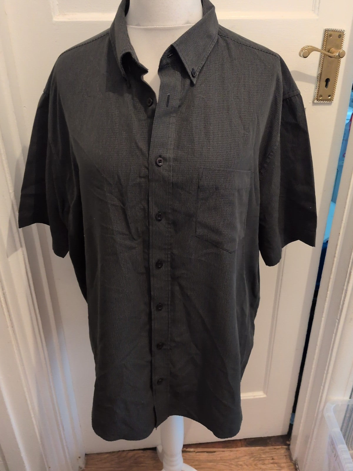 TU 2xl Black And Grey Check Soft Touch Short Sleeve Shirt