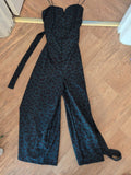 New Look 12 Green And Black Leopard Print Sleeveless Boned Jumpsuit