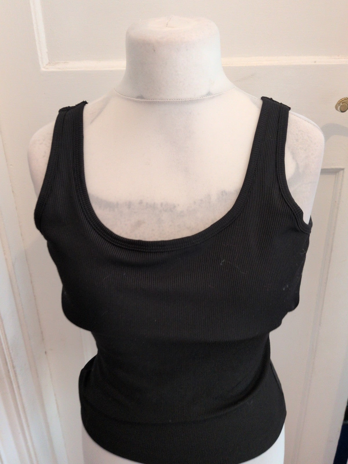 Large Black Rib Sleeveless Cami Style Top