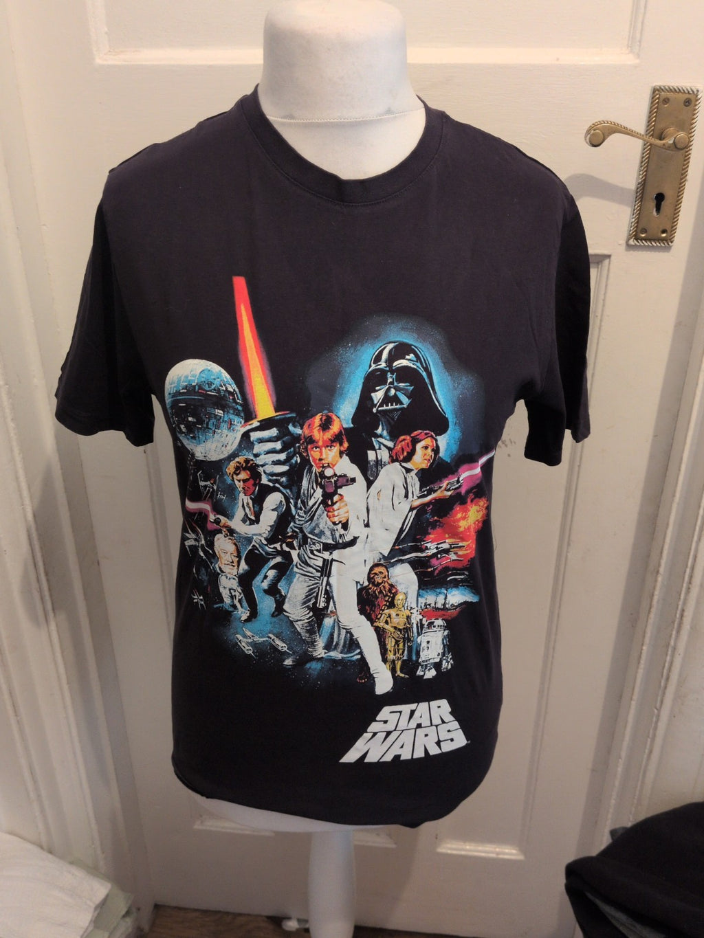 Mens Star Wars Small Navy Short Sleeve Character Print T-shirt