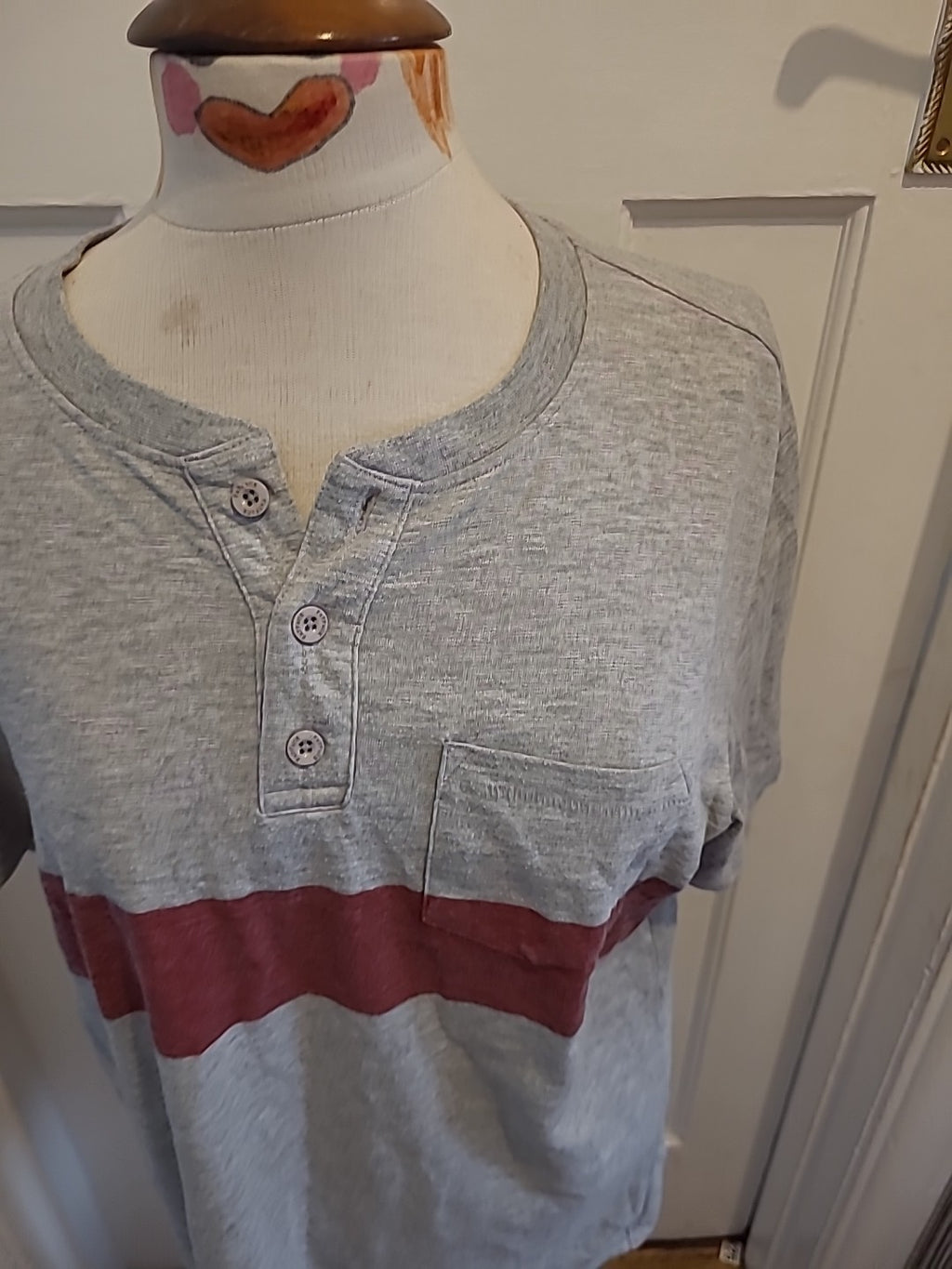 Mens Fatface Size Medium Grey Short Sleeved Uncollared Polo
