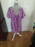 Ladies Per Una Size Small Purple Striped Short Sleeved Blouse