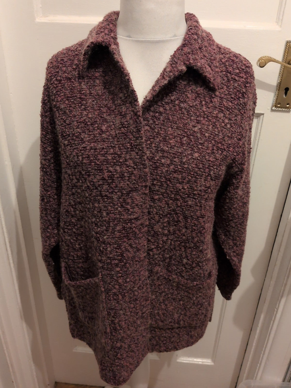 Purple Large Collared Buttoned Cardigan