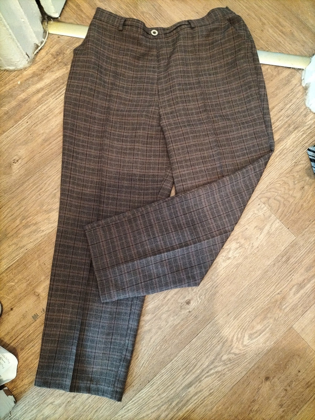 Marks And Spencer 18 Short Chocolate Elasticated Check Trousers