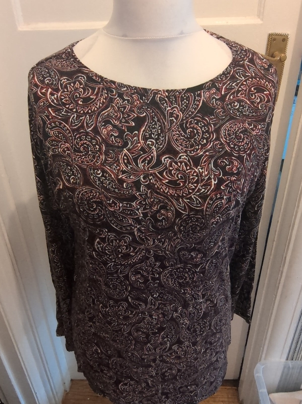 Papaya Medium Black Purple Red White Aztec Oversized Blouse Long Sleeve