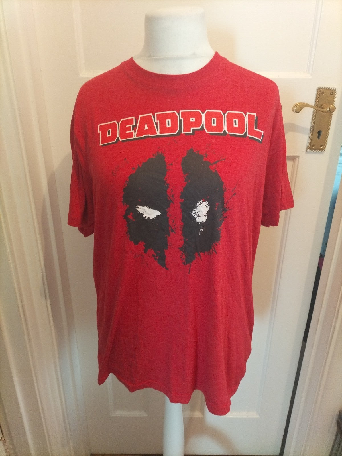 Mens Deadpool Size Large Red Print Pyjama Top