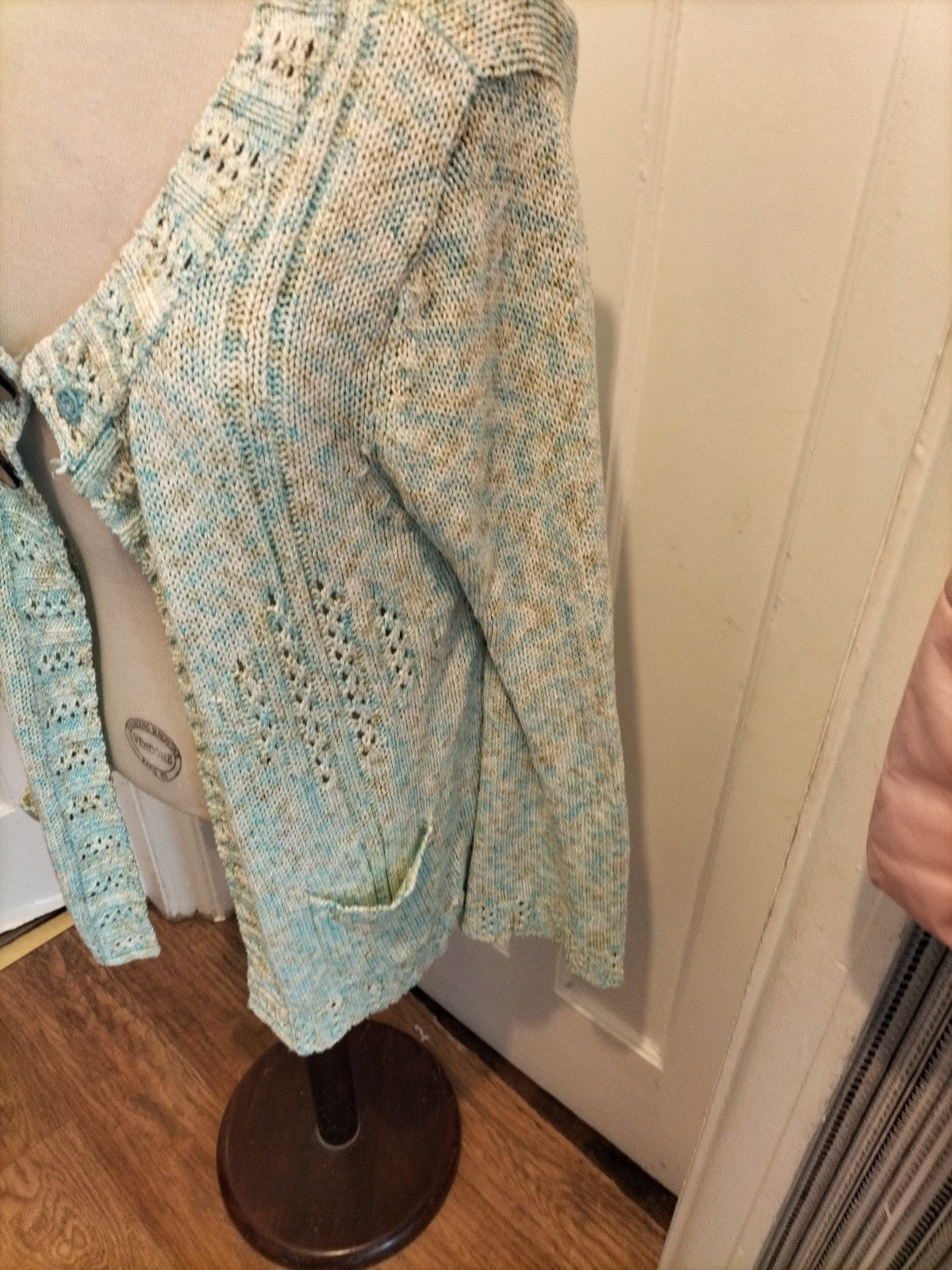 Ladies Elizabeth Scott Size L/XL Turquoise Fleck Long Sleeved Cardigan