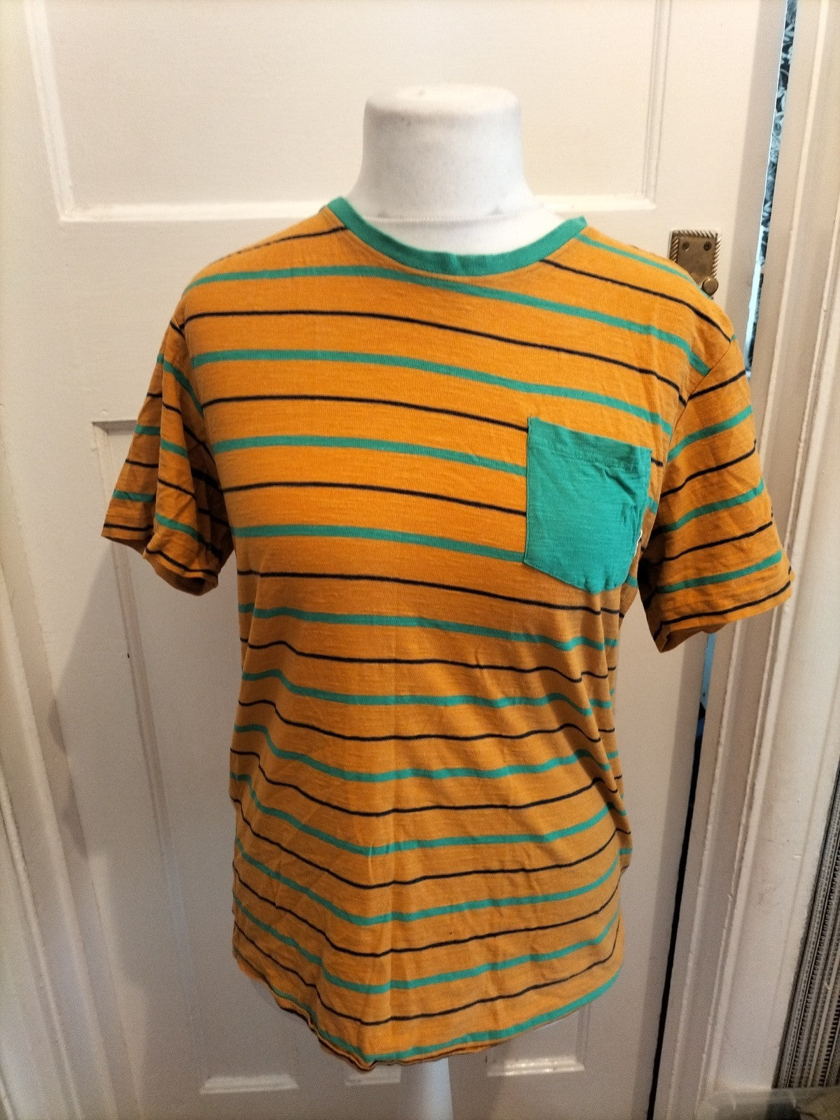Mens Saltrock Size M Orange Striped Short Sleeved T-shirt