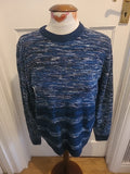 Mens Distruct Size Small Blue Fleck Ribbed Long Sleeved Pullover Jumper