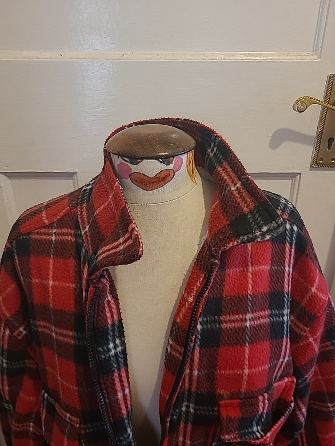 Mens Tom Hagen Size 2xl Red Check Fleece Zip Through