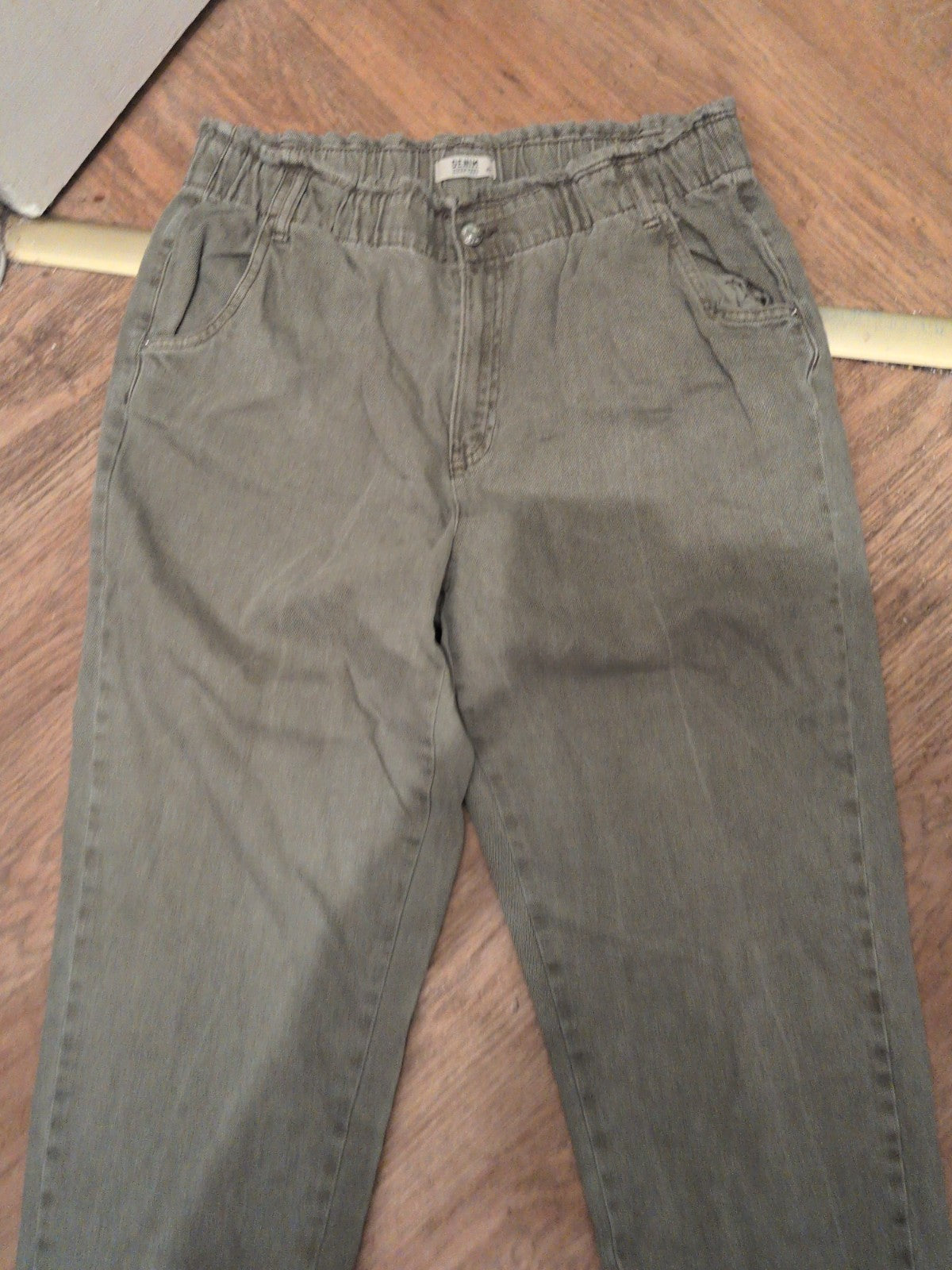 Ladies Denim Size 16 Sage Green Elasticated Jeans