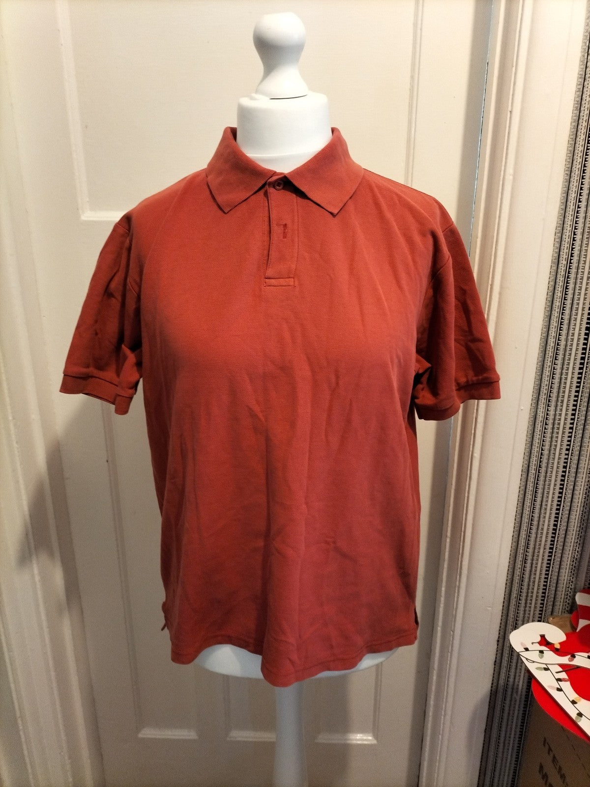 Mens Tout Size Large Rust Short Sleeved Polo