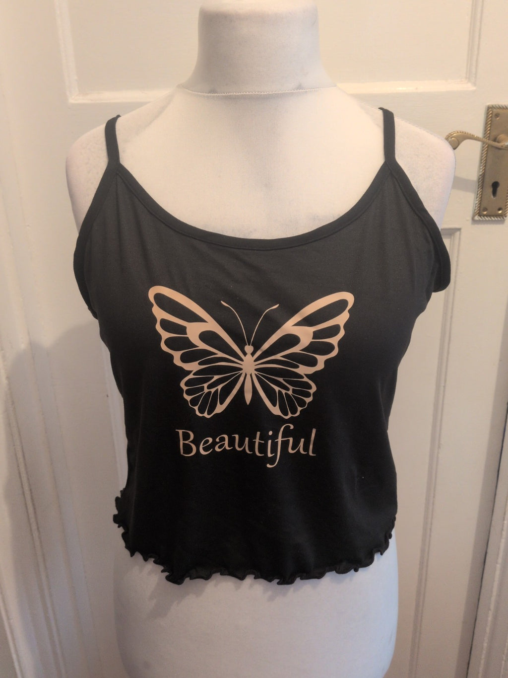 XXL Black With Gold Butterfly Beautiful Cami Top Pyjama