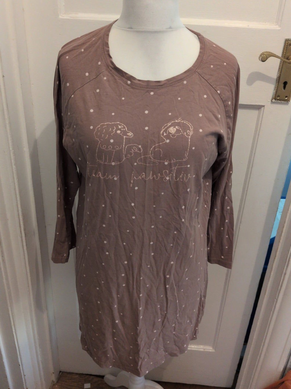 Beloved 2XL Brown Spot Long Sleeve Pyjama Dress
