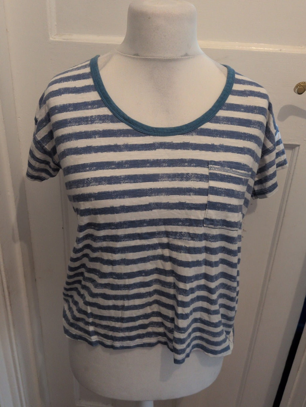 Next Petite 12 Blue And White Stripe Short Sleeve T-shirt